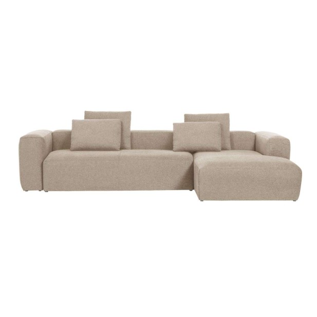 Sofá Blok 3 plazas chaise longue derecho beige 330 cm Kave Home Vackart