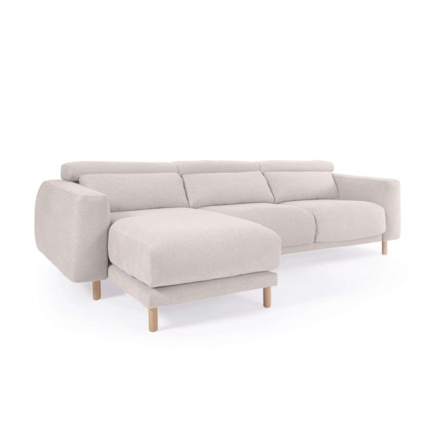 Sofá Singa 3 plazas con chaise longue izquierdo blanco 296 cm - Kave Home