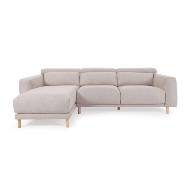 Sofá Singa 3 plazas con chaise longue izquierdo beige 296 cm - Kave Home