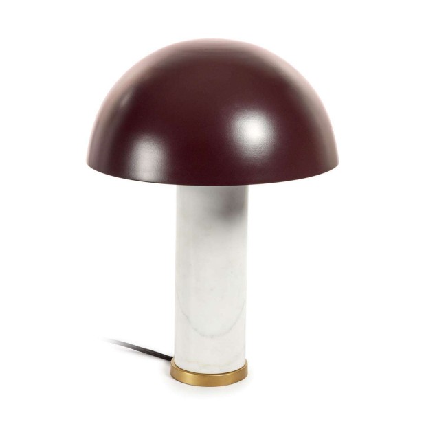 Lámpara de mesa Zorione de mármol blanco y metal acabado pintado marrón - Kave Home