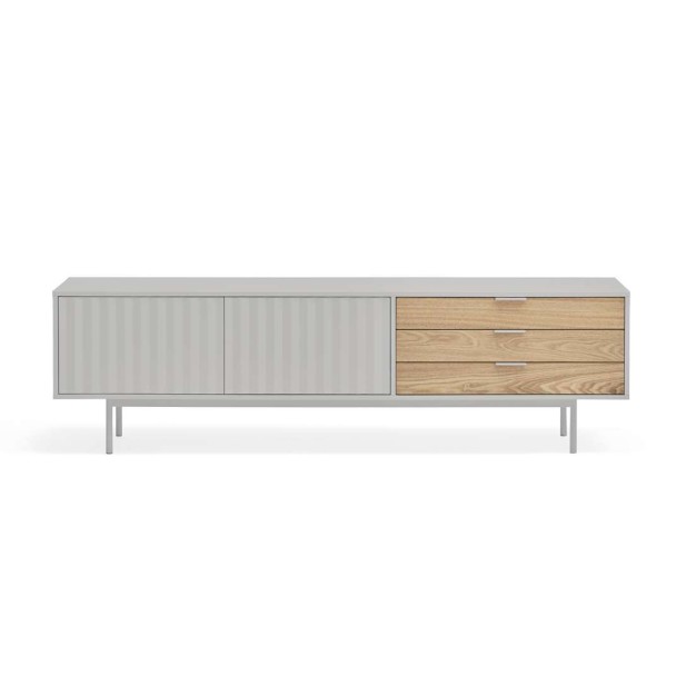 Mueble TV SIERRA 180 cm, DM Gris Claro / Roble - Teulat. Vackart