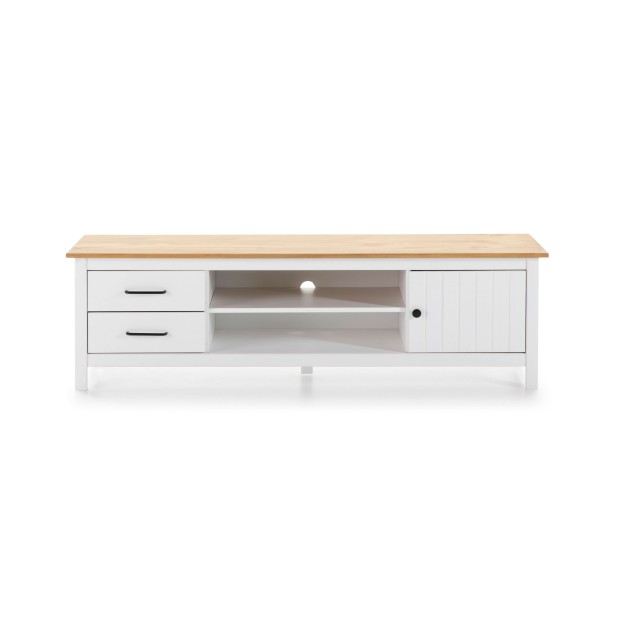 Mueble TV KOSV, Madera Blanca / Natural. Vackart