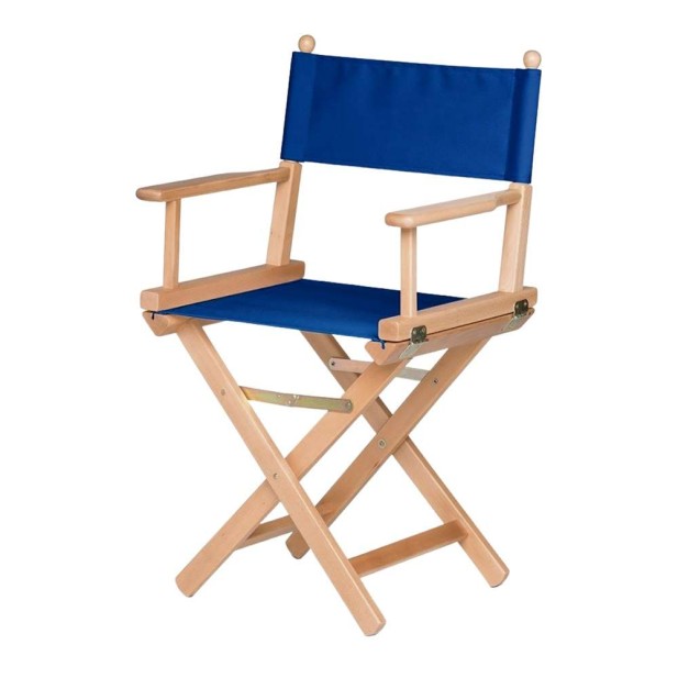 Silla Plegable CINE, Madera Natural / Textil Azul. Vackart