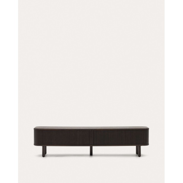 Mueble TV Mailen 2 puertas en chapa de fresno con acabado oscuro 200 x 50 cm - Kave Home