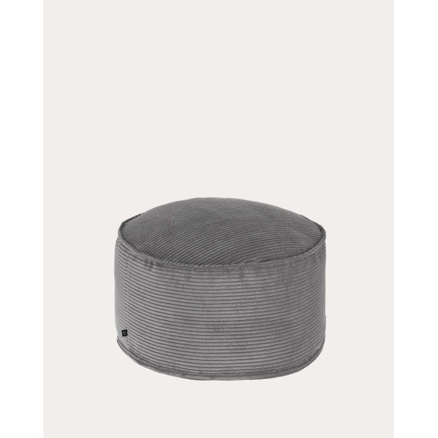 Puf grande Wilma pana gruesa gris Ø 70 cm - Kave Home; AA6212LN15