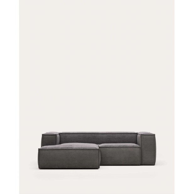 Sofá Blok 2P chaise longue izq, pana gris 240 cm - Kave Home; S575LN15