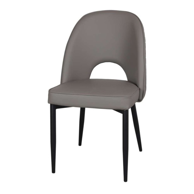 Silla PARION, Metal Negro / Polipiel Gris. Vackart