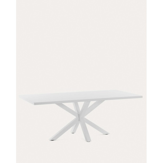 Mesa Argo 180x100 cm melamina blanco, acero blanco - Kave Home-C361L05