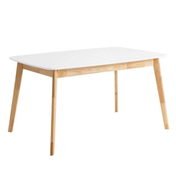 Mesa Extensible DAPHNE 120/150x80 cm Madera Blanca / Natural - Vackart 