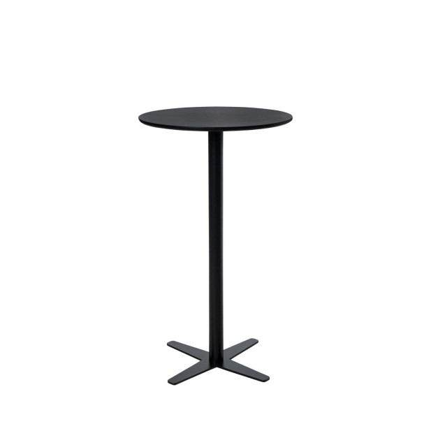 Mesa Alta FREJA Ø60 cm de Comedor, Madera / Metal Negro - Vackart