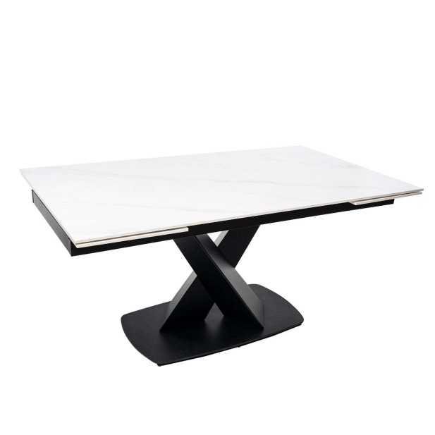 Mesa Ext MAGNUS 180(220/260) cm, Porcelánico Blanco / Metal - Vackart