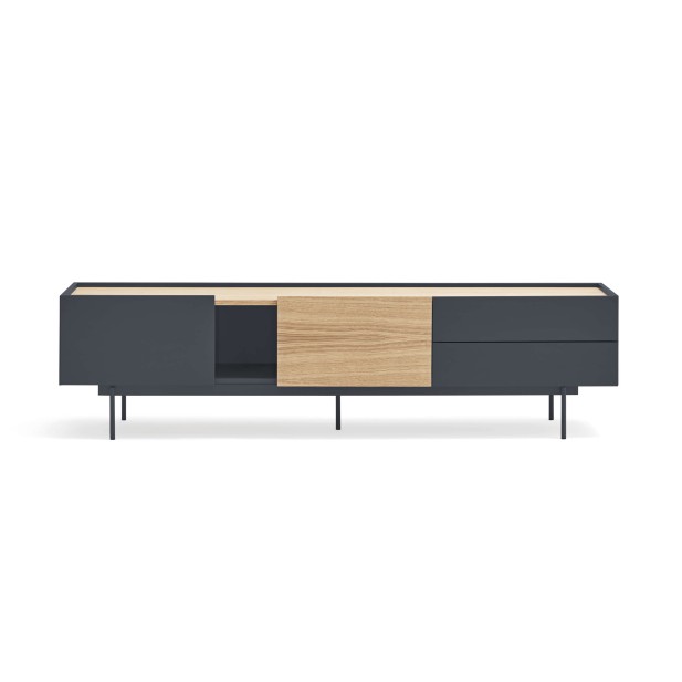 Mueble TV OTTO 180x40 cm, DM Gris Antracita / Roble - Teulat. Vackart