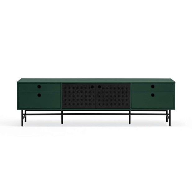 Mueble TV PUNTO 180 cm, Verde Oscuro / Metal Negro - Teulat. Vackart