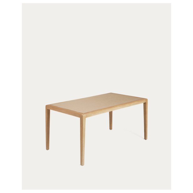 Mesa Better de polycemento beige y madera maciza de acacia 160 x 90 cm FSC 100% - Kave Home