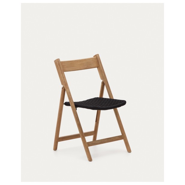 Silla plegable Dandara madera maciza acacia y estructura acero con cuerda negro FSC 100% - Kave Home