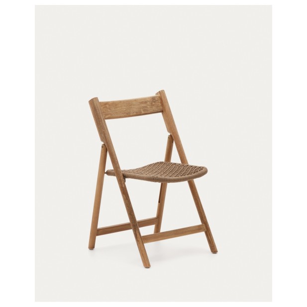 Silla plegable Dandara madera maciza acacia y estructura acero con cuerda beige FSC 100% - Kave Home