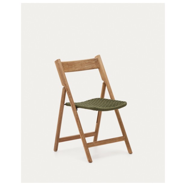 Silla plegable Dandara madera maciza acacia y estructura acero con cuerda verde FSC 100% - Kave Home