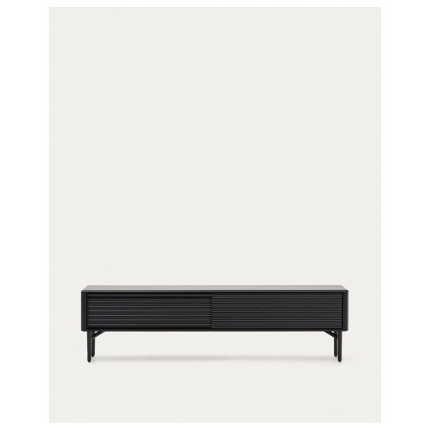 Mueble TV Lenon 2 puertas de madera maciza y chapa de roble negro 200x57 cm FSC Mix Credit - Kave Home