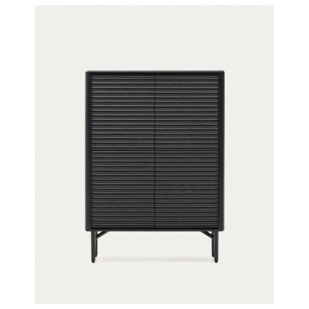 Aparador alto Lenon 4 puertas madera maciza y chapa roble negro 104,5x144 cm FSC Mix Credi - Kave Home