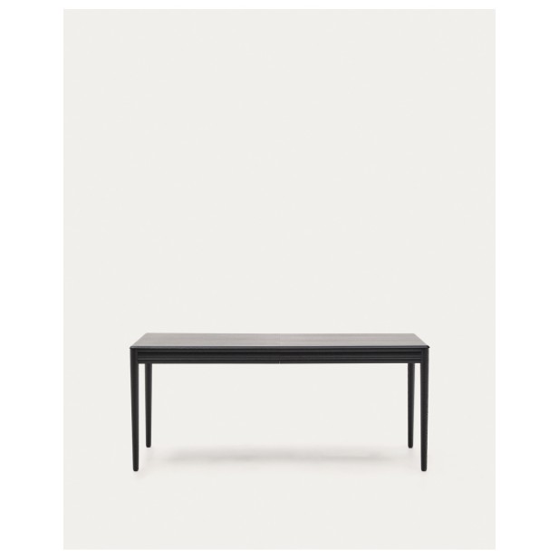 Mesa extensible Lenon de chapa y madera maciza de roble negro 160(240)x90cm FSC Mix Credit - Kave Home