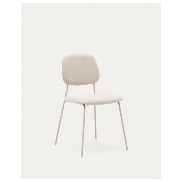 Silla apilable Benilda beige chapa de roble y acero con acabado beige FSC Mix Credit - Kave Home