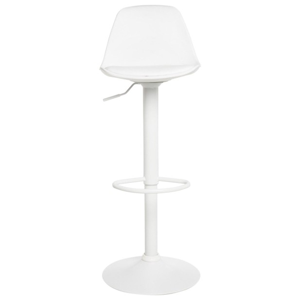 Taburete Alto Regulable EMIL 62/82 cm, Metal / PU Blanco - Vackart