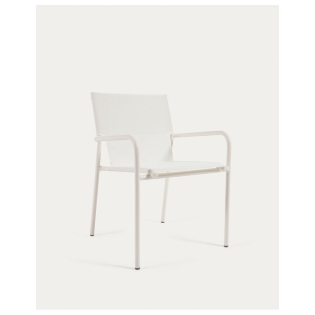 Silla de exterior apilable Zaltana de aluminio con acabado pintado blanco mate - Kave Home