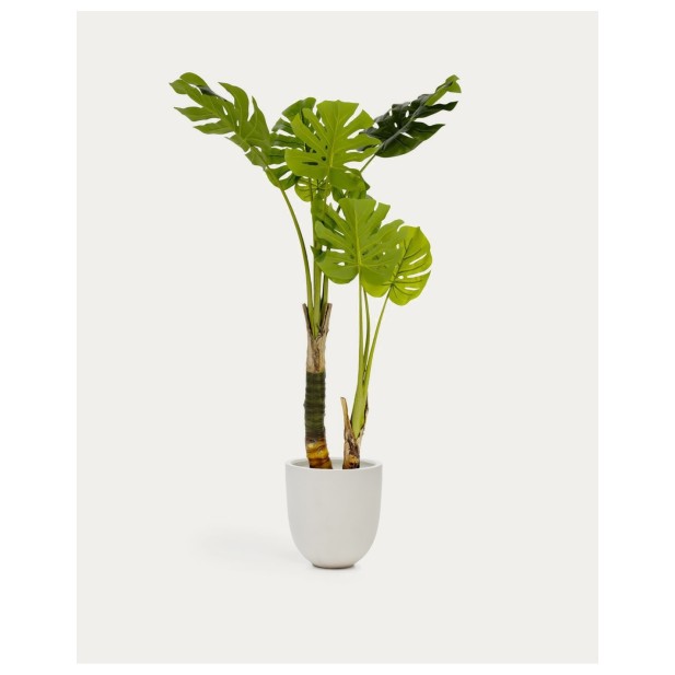 Planta artificial Monstera con maceta de cemento negro 130 cm - Kave Home