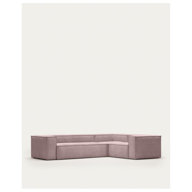 Sofá rinconero Blok 4 plazas pana gruesa rosa 320 x 230 cm / 230 x 320 cm - Kave Home