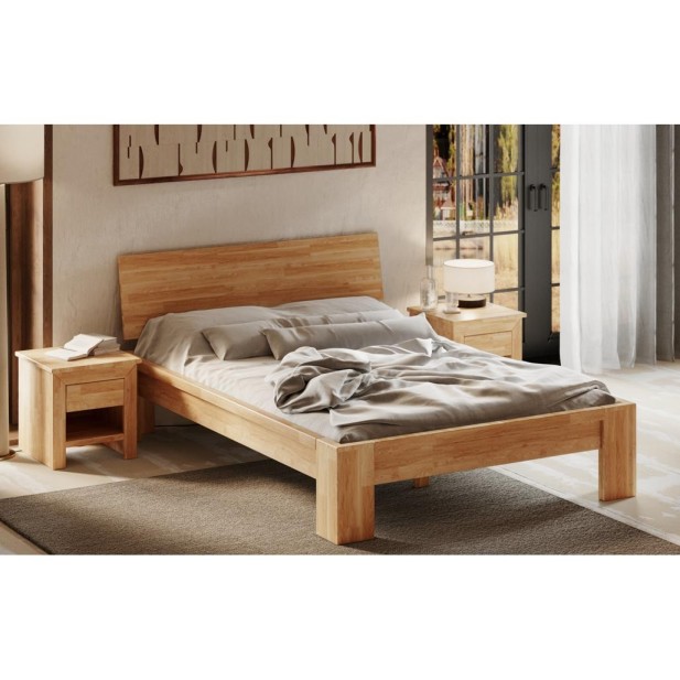 Cama MONTANA 140 cm de Madera Maciza en Roble Aceitado - Olivia Living