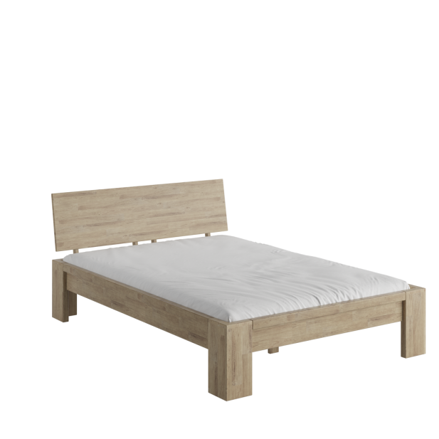 Cama MONTANA 140 cm de Madera Maciza en Roble Rústico - Olivia Living