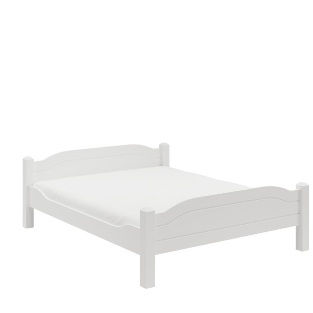 Cama LIVA WHITE 160 cm de Madera Maciza en Pino Blanco - Olivia Living