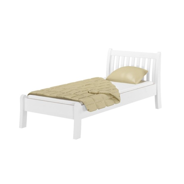 Cama TONJA WHITE 90 cm de Madera Maciza en Pino Blanco - Olivia Living