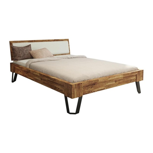 Cama ESPACIO RUSTICAL 180 cm de Madera Maciza en Roble Rústico - Olivia Living