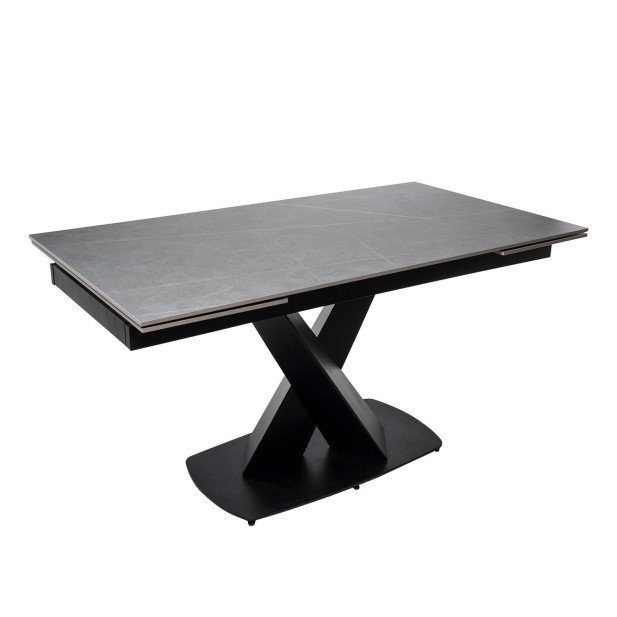 Mesa Extensible MAGNUS 160(200/240) cm, Porcelánico Gris / Metal Negro