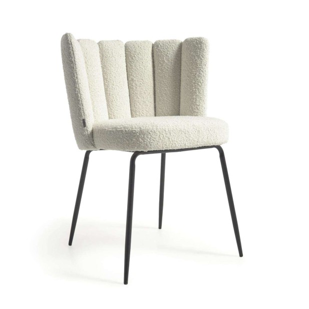 Silla Aniela Borrego Blanco/Metal Negro - Kave Home, Vackart CC2025J33