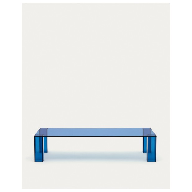 Mesa de centro Adularia de cristal templado azul 140 x 60 cm - Kave Home