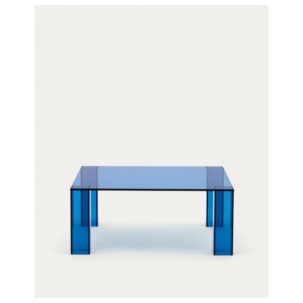 Mesa auxiliar Adularia de cristal templado azul 85 x 85 cm - Kave Home