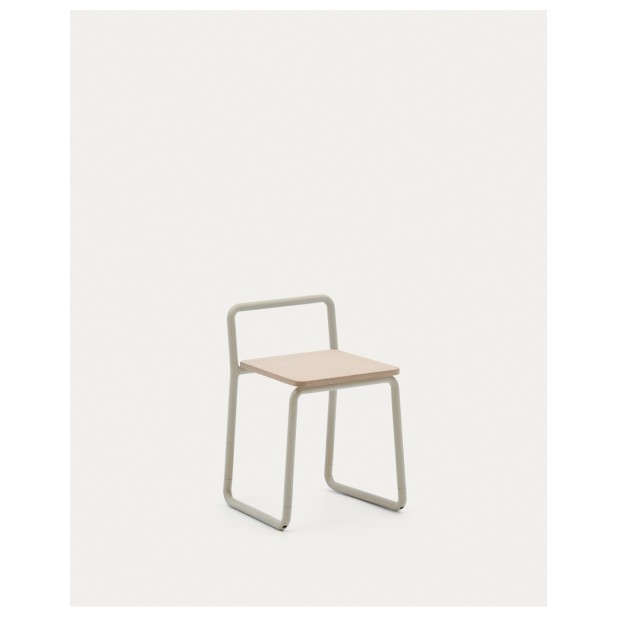 Silla Tinn de chapa de fresno y estructura de metal beige - Kave Home