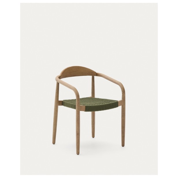 Silla apilable Nina de madera maciza de acacia y cuerda verde FSC 100% - Kave Home